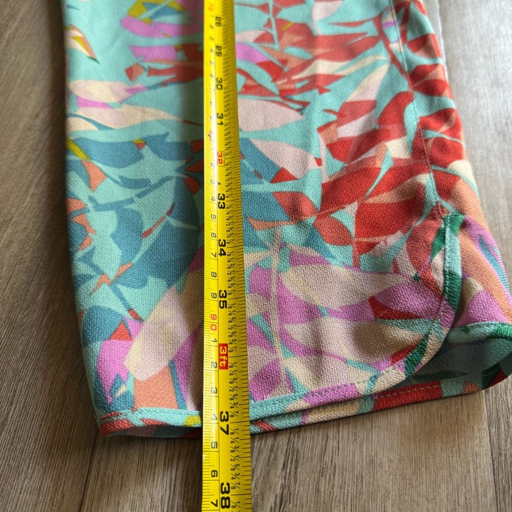 BCBGMaxAzria Teal and Pink Patterned Summer Boho oversized Pants Size L - Picture 6 of 10
